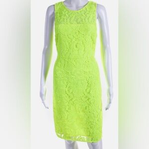 J. Crew Sleeveless Neon Yellow Dress with Lace Overlay - Excellent Condition